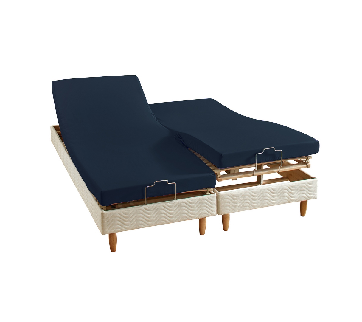 DRAP HOUSSE 4 TÊTES UNI SATIN BLEU CORINTHE 