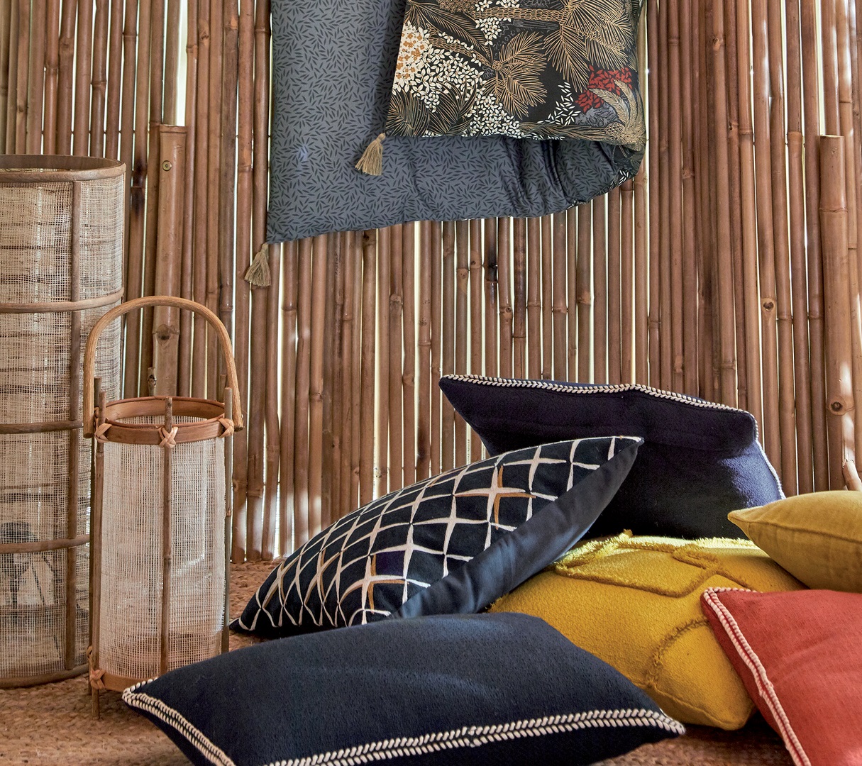 ENSEMBLE ENVELOPPE COUSSIN SCENARIO BLEU CORINTHE 