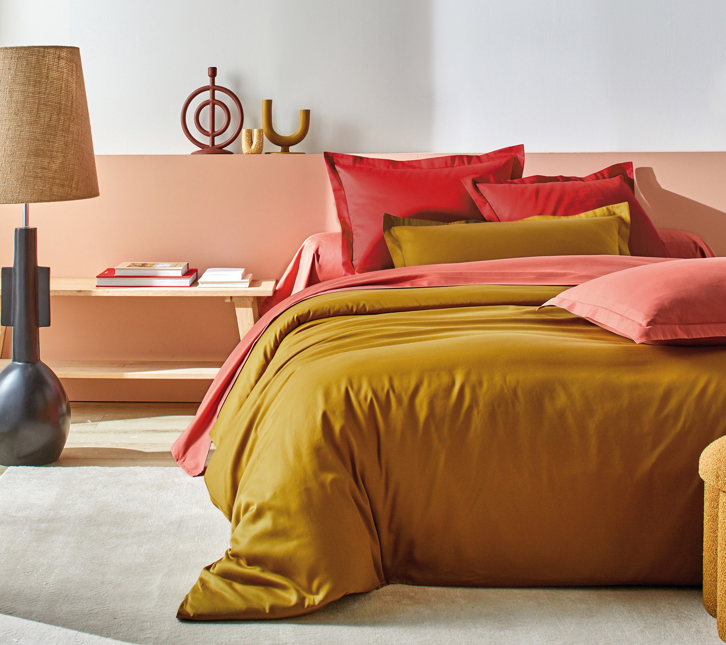 HOUSSE DE COUETTE UNI SATIN AMBRE 