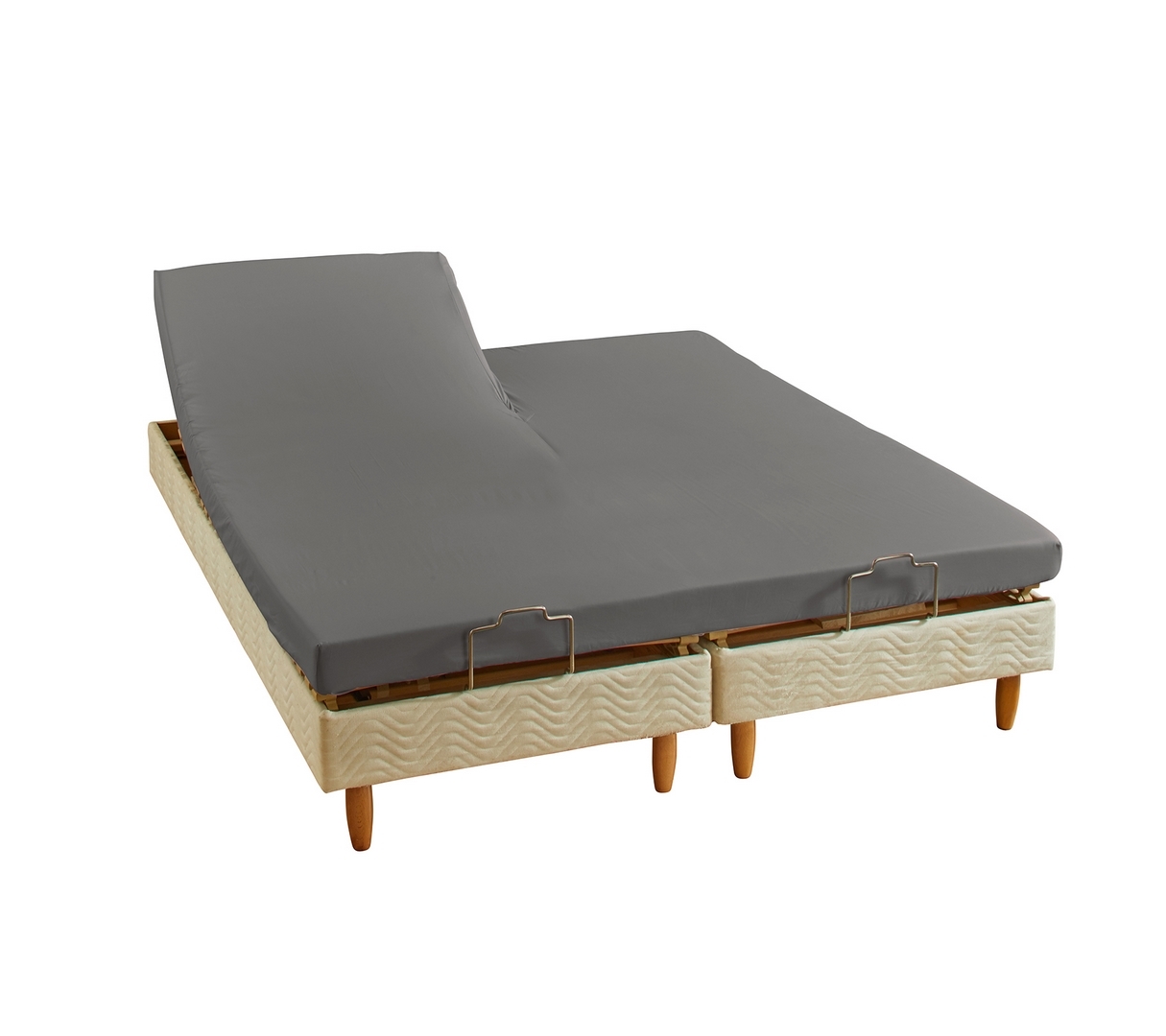 DRAP HOUSSE 2 TÊTES UNI SATIN ARDOISE 