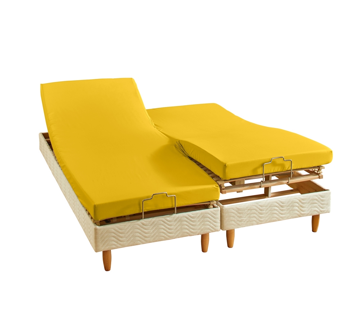 DRAP HOUSSE 4 TÊTES UNI SATIN JAUNE IMPERIAL 